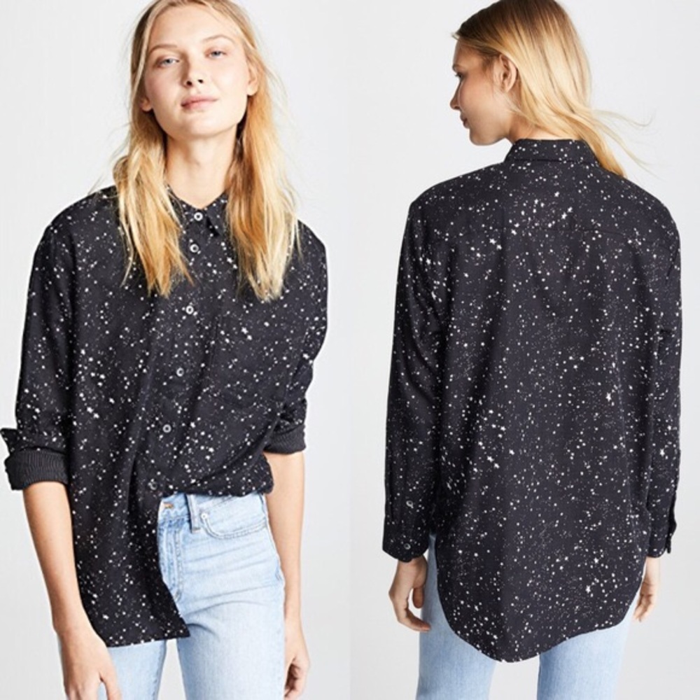 Madewell Black and White Speckled Button Down Shirt
